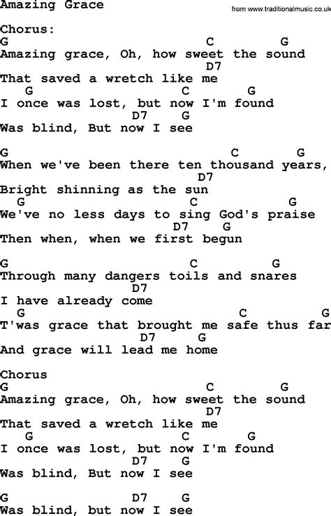 Amazing Grace Printable Lyrics And Chords